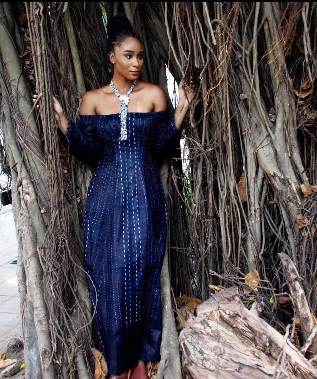 Artisanal dye dress full look — feminine silhouette — SAAHEL