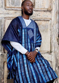 Indigo modern short boubou — hand-dyed artisan fashion for women and men — SAAHEL