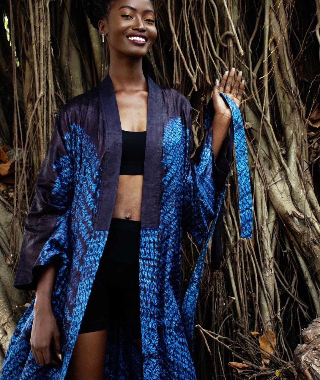 Guinean Indigo Wide-Sleeve Dress | SAAHEL
