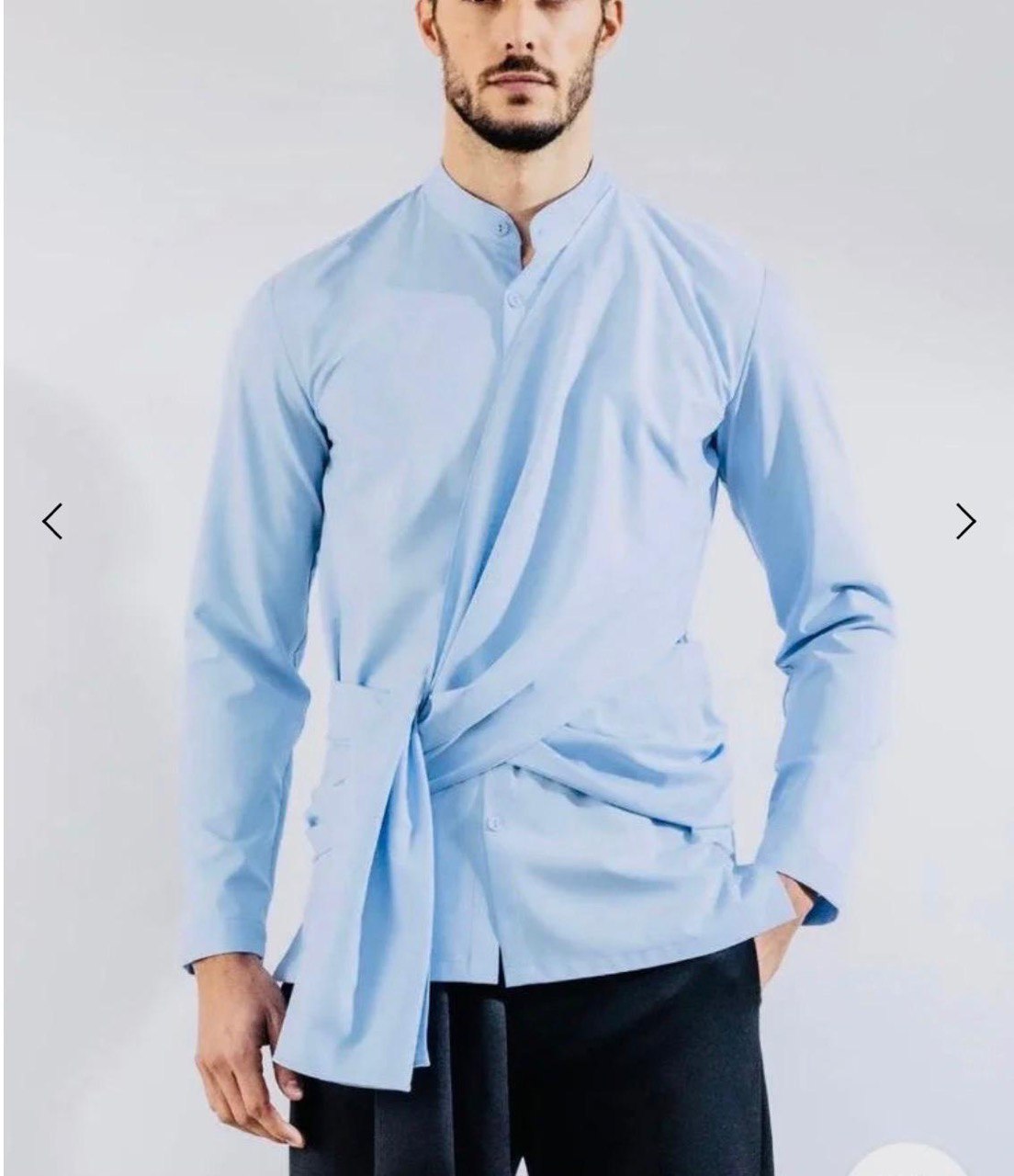 Light Blue Clean Modern Wrap Shirt | SAAHEL
