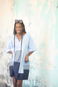 Patchwork Linen Geometric Relaxed Dress | SAAHEL