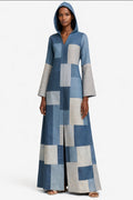 The Structured Patchwork Linen and Denim Coat | SAAHEL

