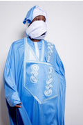 Elegant Blue Traditional African Boubou | SAAHEL
