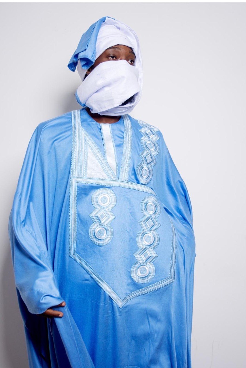 Elegant Blue Traditional African Boubou | SAAHEL

