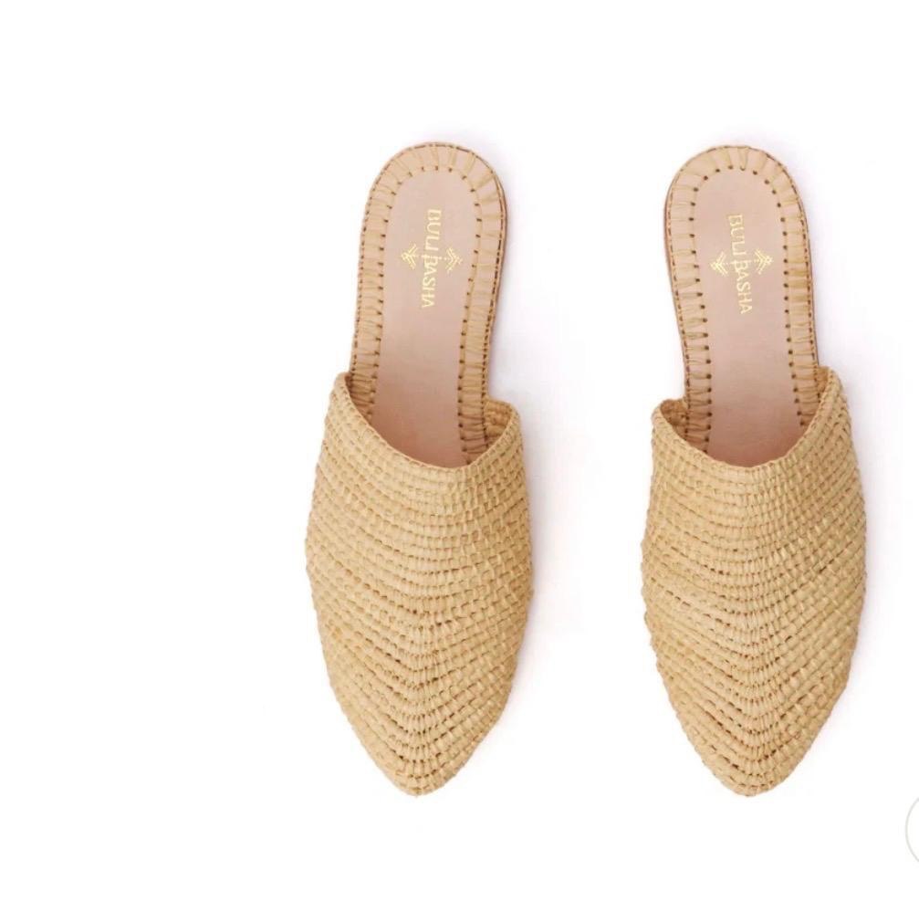 Clean-Line Raffia Mules in Indigo | SAAHEL
