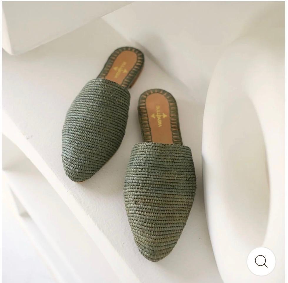 Clean-Line Raffia Mules in Indigo | SAAHEL
