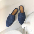 Clean-Line Raffia Mules in Indigo | SAAHEL
