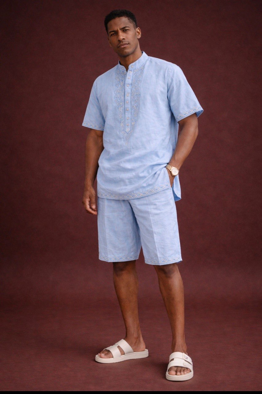 Tailored Linen Tunic and Shorts Set | SAAHEL
