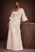 Sculptural Cowrie Wrap Dress in Linen | SAAHEL
