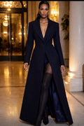 Indigo-Black Tailored Long Coat