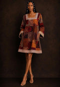 African-Inspired Patchwork Mini Dress with Contrast Trim
