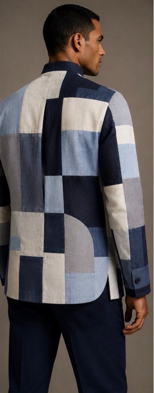 SAAHEL Indigo Mosaic Jacket