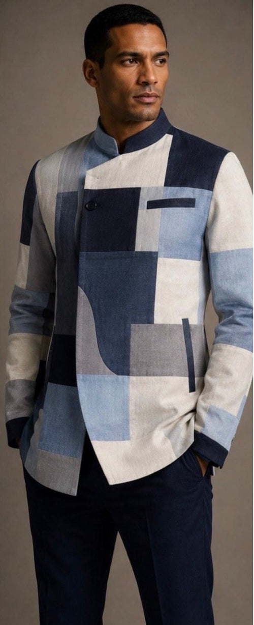 SAAHEL Indigo Mosaic Jacket