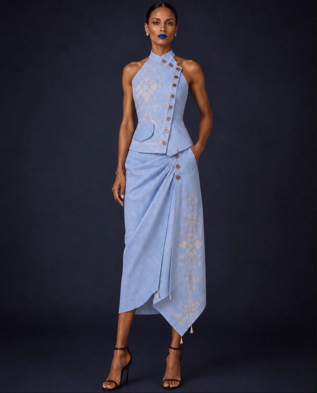 Powder Blue Draped Set