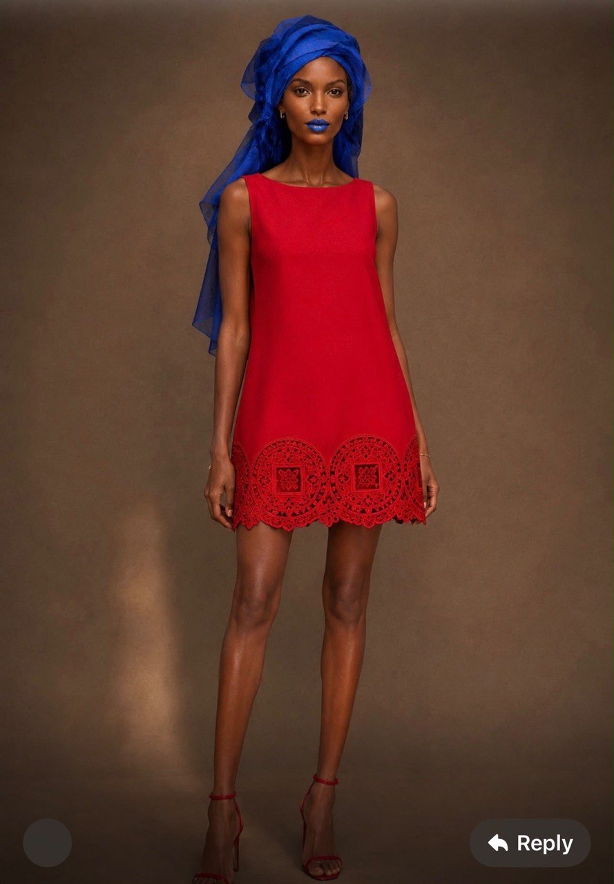 SAAHEL Red Embroidered Mini Dress