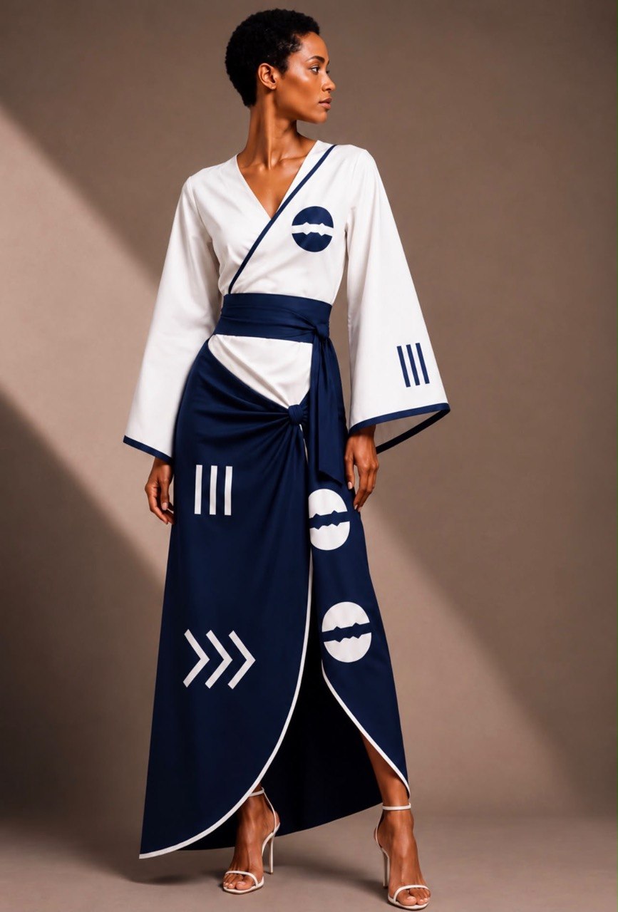 SAAHEL Navy & Ivory Wrap Set